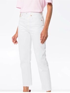 Re/Done Originals 100% Cotton Cropped White Women's Ankle Jeans